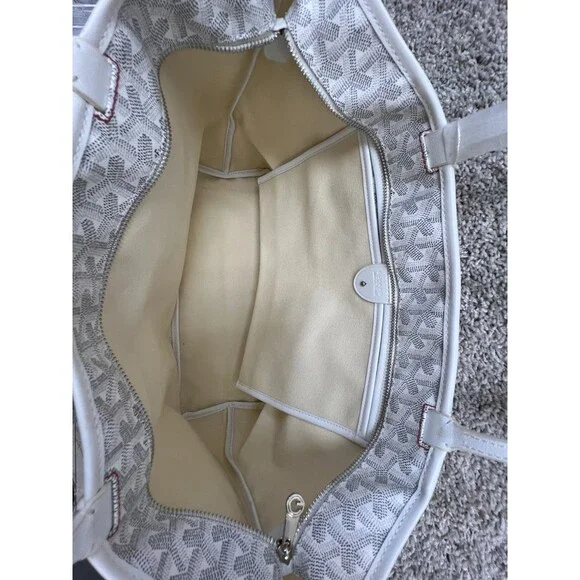 Goyard Saint Louis Tote Bag in White Goyardine Canvas - Picture 8 of 12